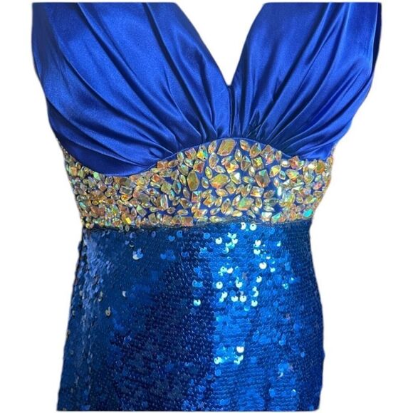 Womens Tiffany Designs Exclusive 46837 Blue Ball Gown Prom Dress - Sz 12 - Picture 6 of 8